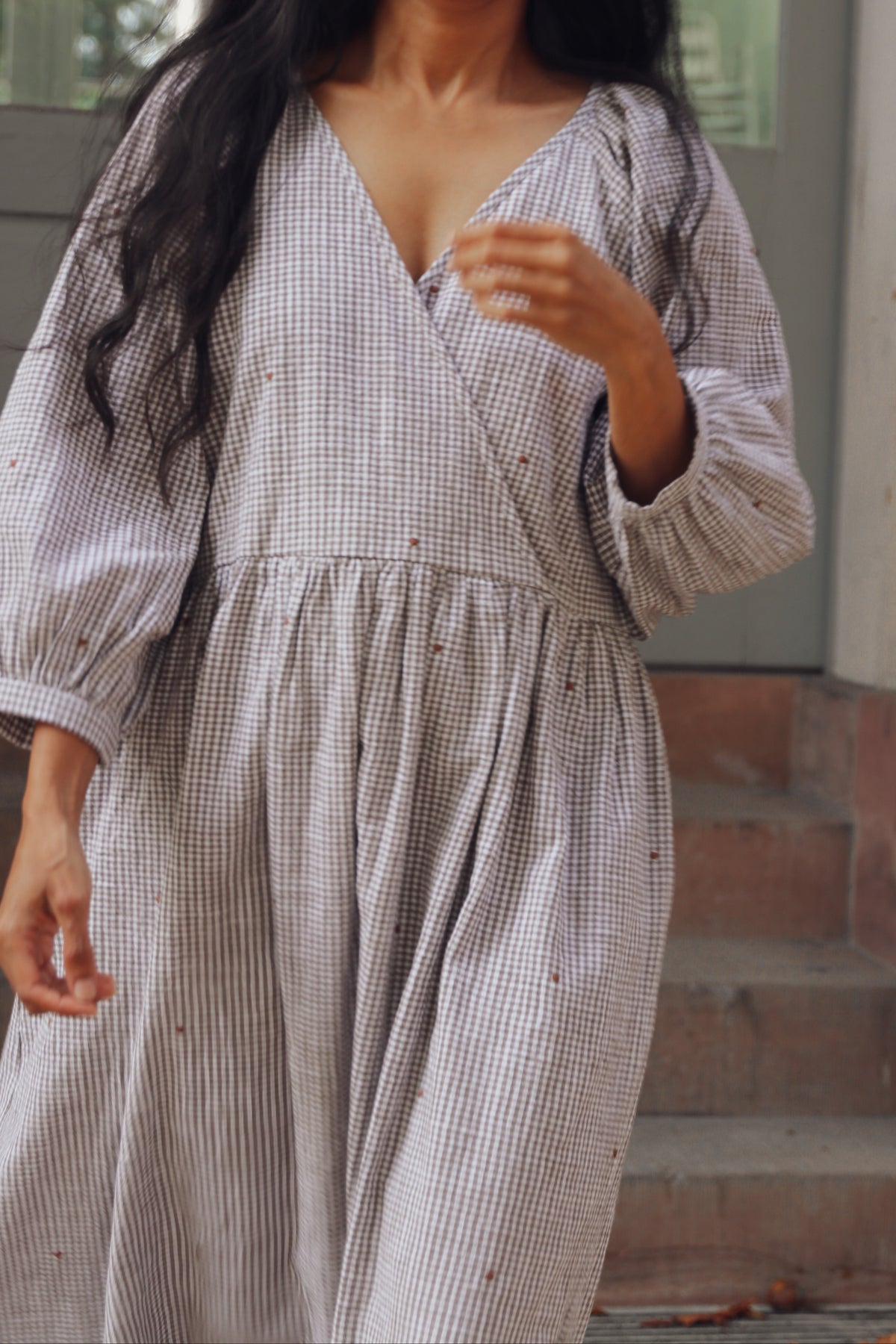 Kleid Eloise - Mokka-Vichykaro