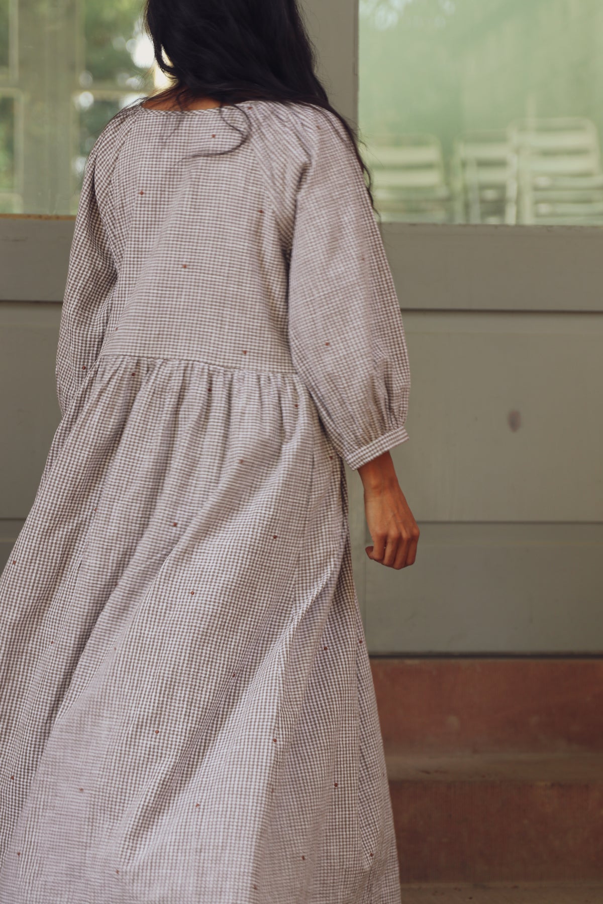 Kleid Eloise - Mokka-Vichykaro