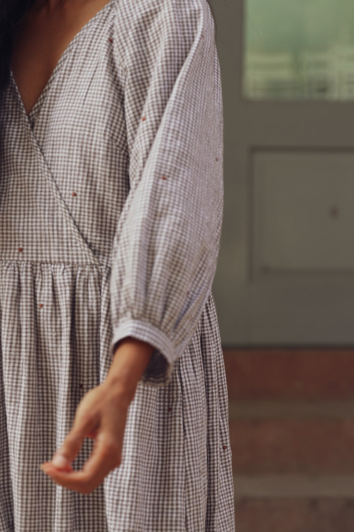 Kleid Eloise - Mokka-Vichykaro