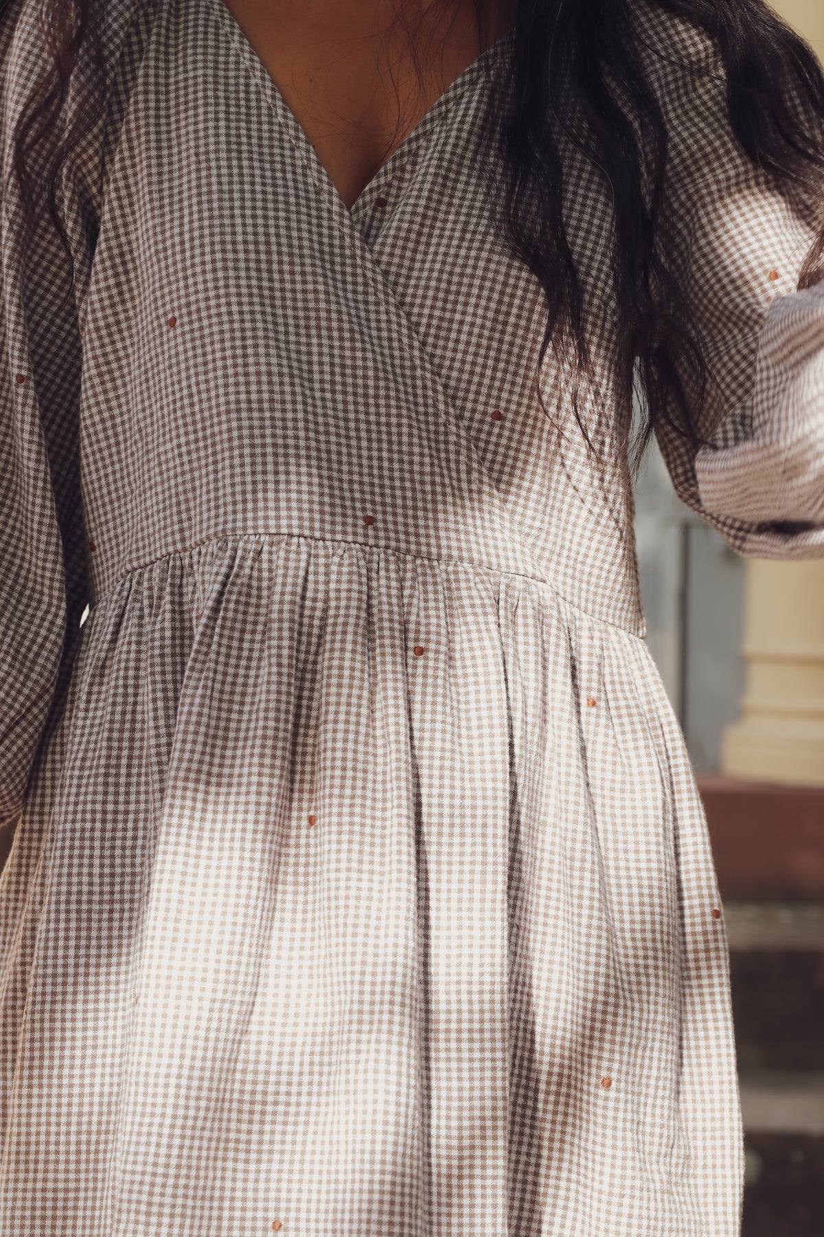 Kleid Eloise - Mokka-Vichykaro