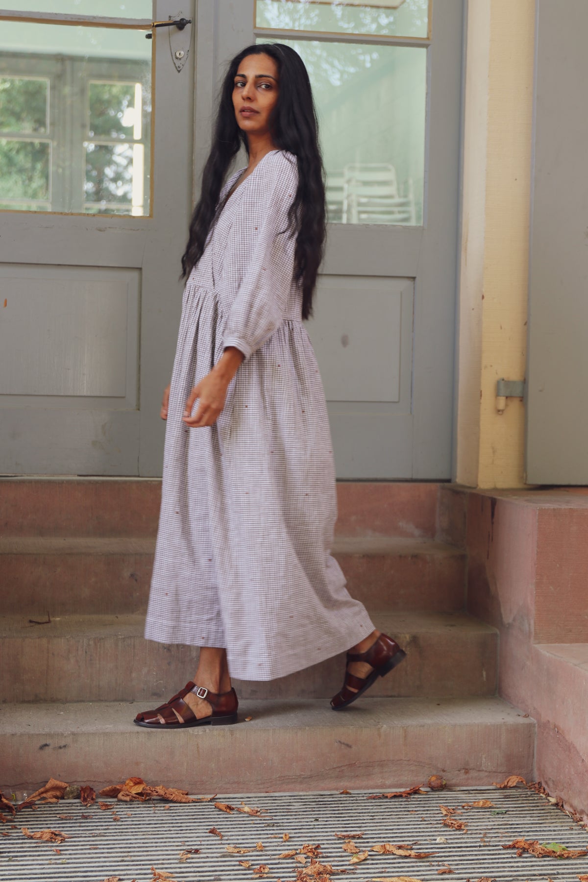 Kleid Eloise - Mokka-Vichykaro