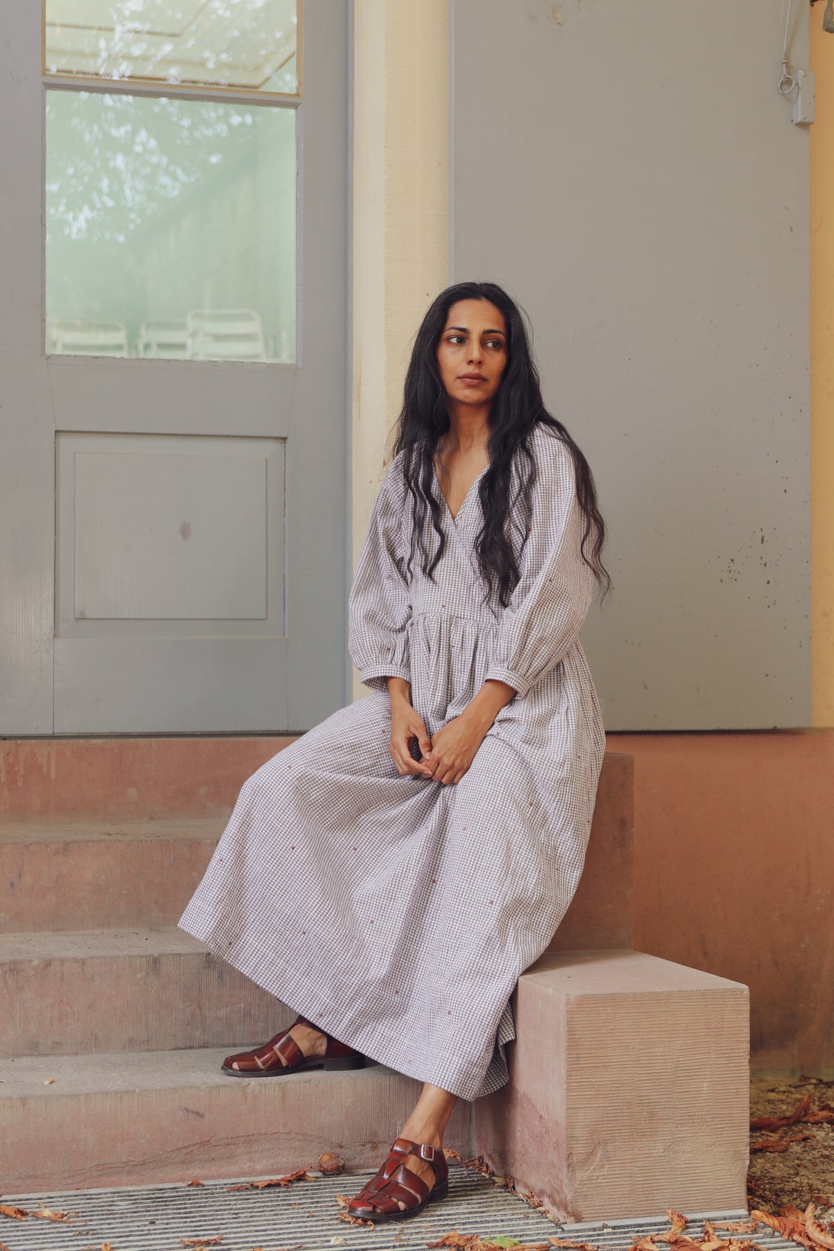 Kleid Eloise - Mokka-Vichykaro